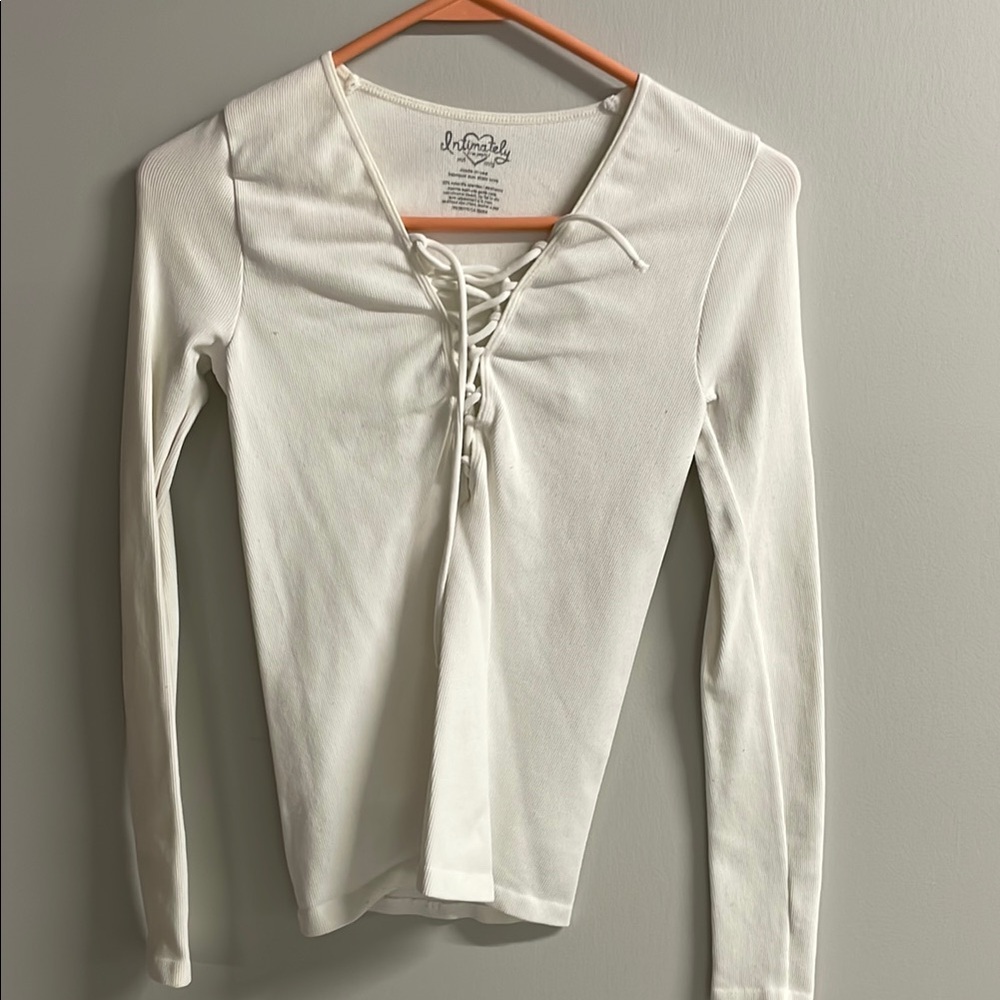 White Lace-Up Women's Top